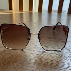 Free people Women's Gold Frame Brown Gradient Lens Sunglasses